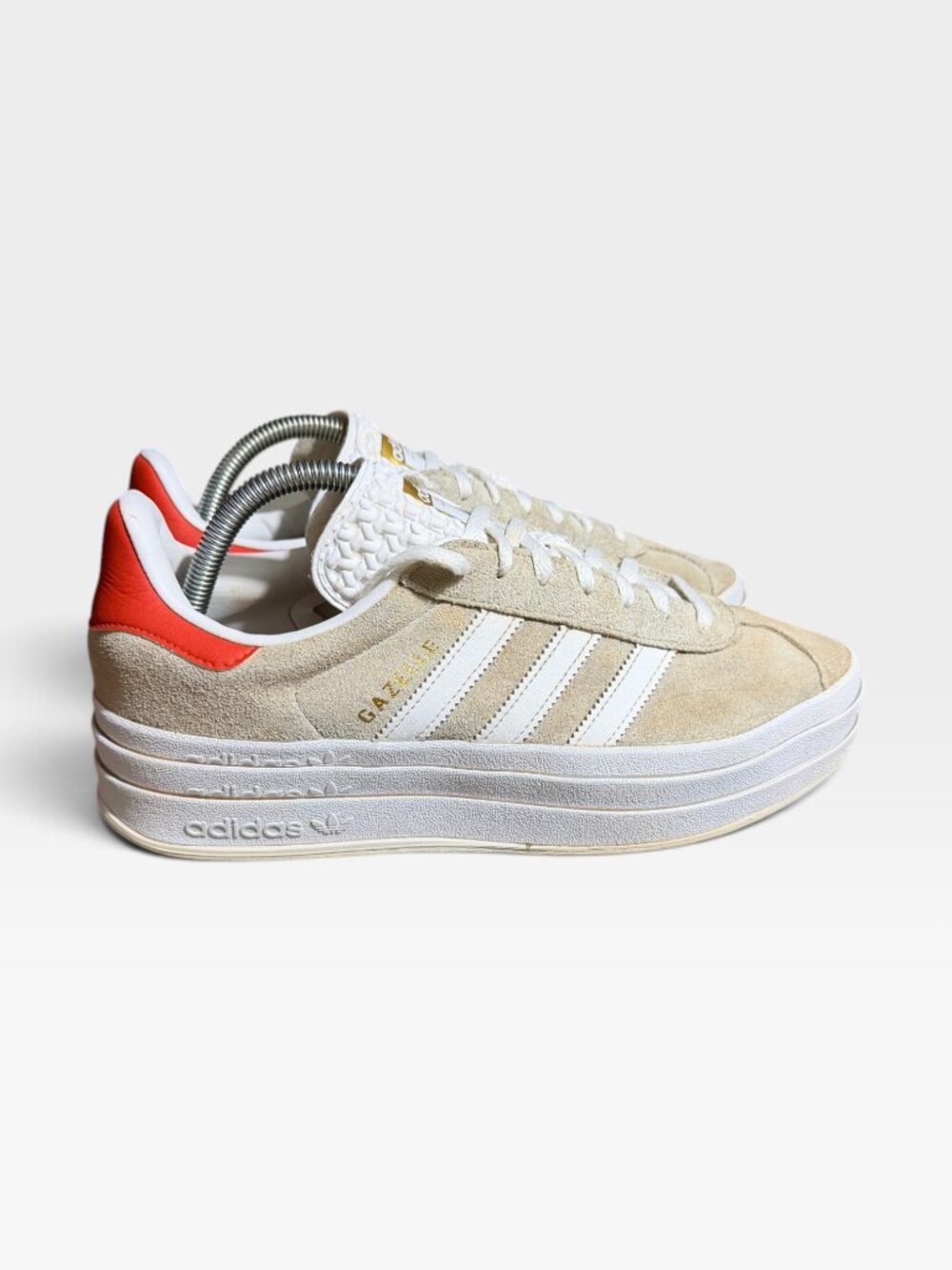 Adidas Gazelle Bold Suede Platform Sneakers Wonder Tan Beige Orange Women’s 9.5 - Picture 2 of 10
